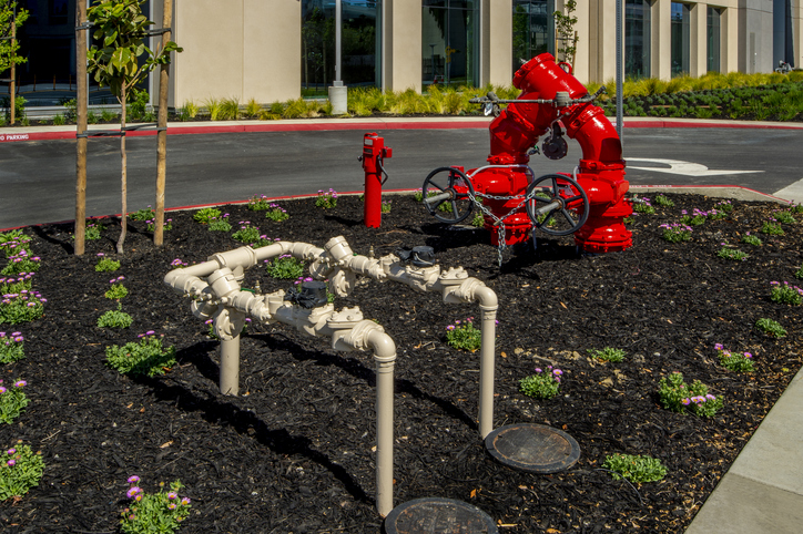 Back flow preventer and fire hydrants.